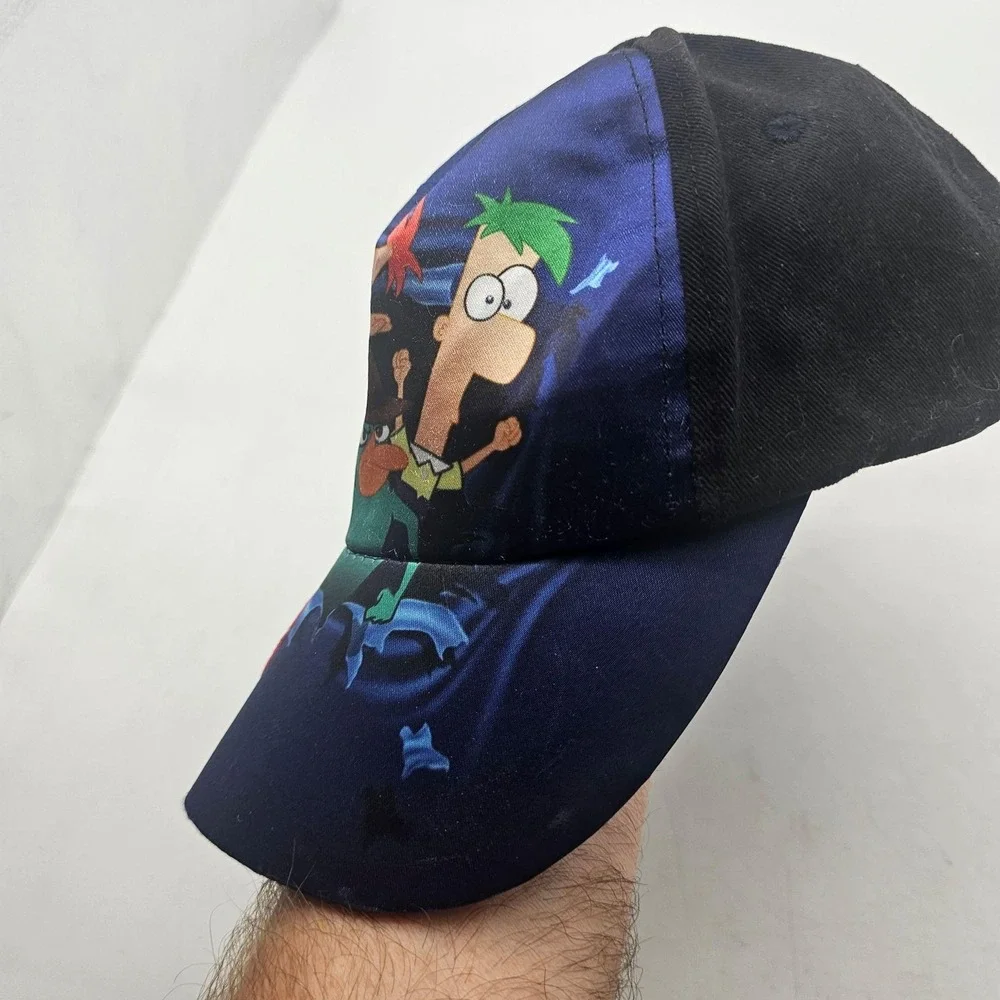 Disney Parks Phineas And Ferb Hat Cap Strap Back Boys One Size Blue Adjustable